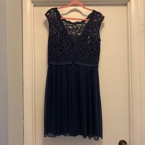 David’s Bridal Navy Bridesmaid Dress